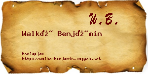 Walkó Benjámin névjegykártya